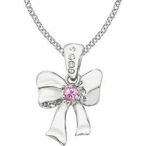 Disney Bow Diamond & Light Pink Sapphire Necklace